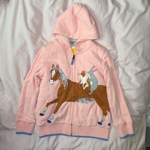 Mini boden applique Pink Hoodie with Horse and Rabbit Design